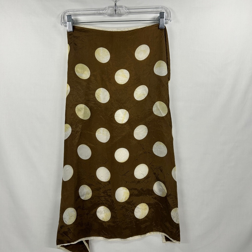 Vintage Brown & Cream Polka Dot Large Silk Scarf